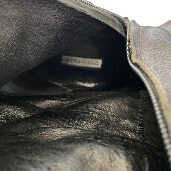 Vera Wang Evan Black Leather Zipper Riding Moto Boots size 7 - Picture 9 of 11